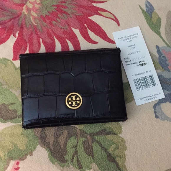 Tory Burch Handbags - TORY BURCH Parker Embossed FOLD Card Case $129 NEW